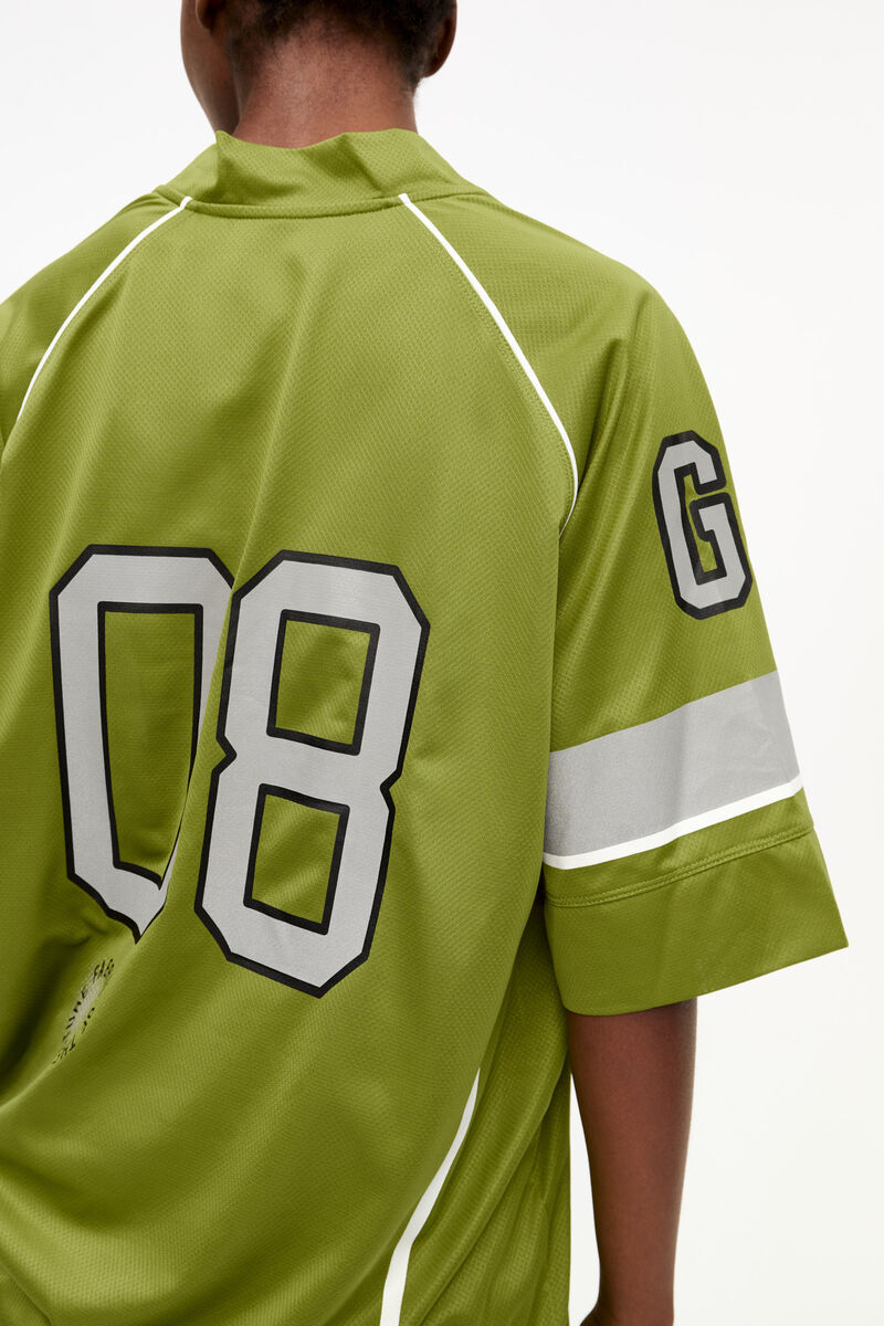 Green League Oversized T-shirt, Recycled Polyester, in colour Golden Cypress - 3 - GANNI