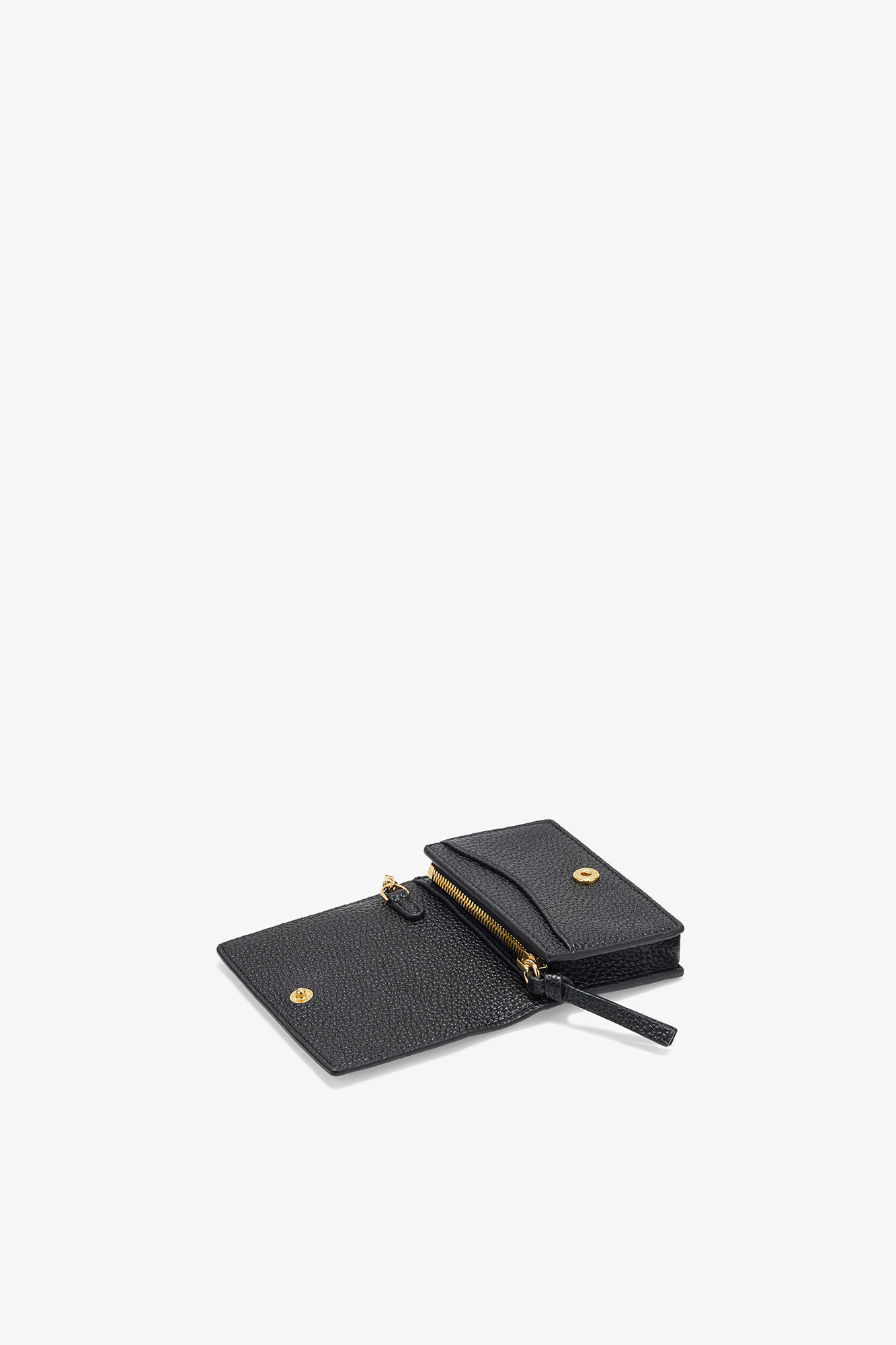 Black Grained GANNI Bou Card Holder With Flap, Polyurethane, in colour Black - 3 - GANNI