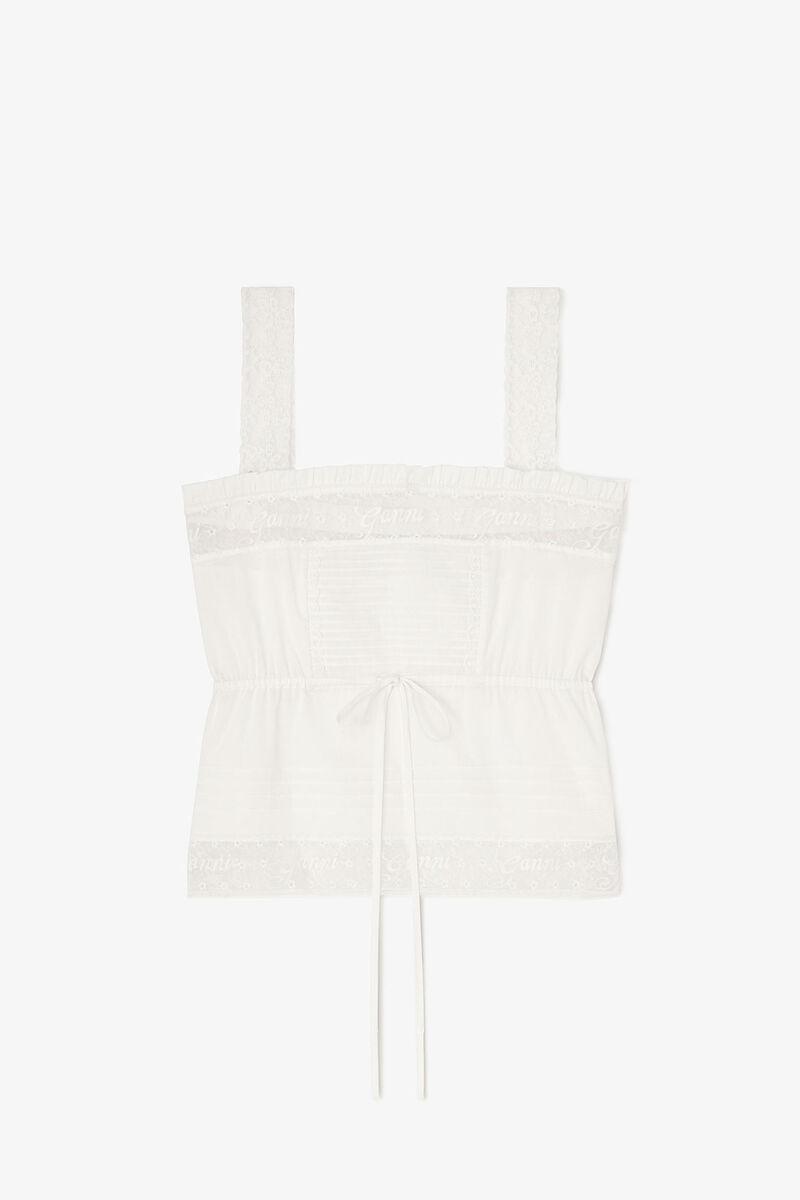 Top in White Cotton, Organic Cotton, in colour Bright White - 1 - GANNI