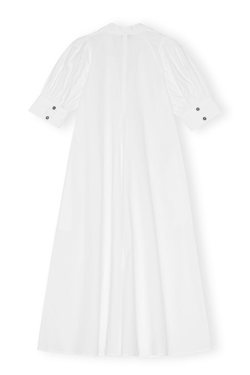 Poplin Midi Dress, Cotton, in colour Bright White - 2 - GANNI