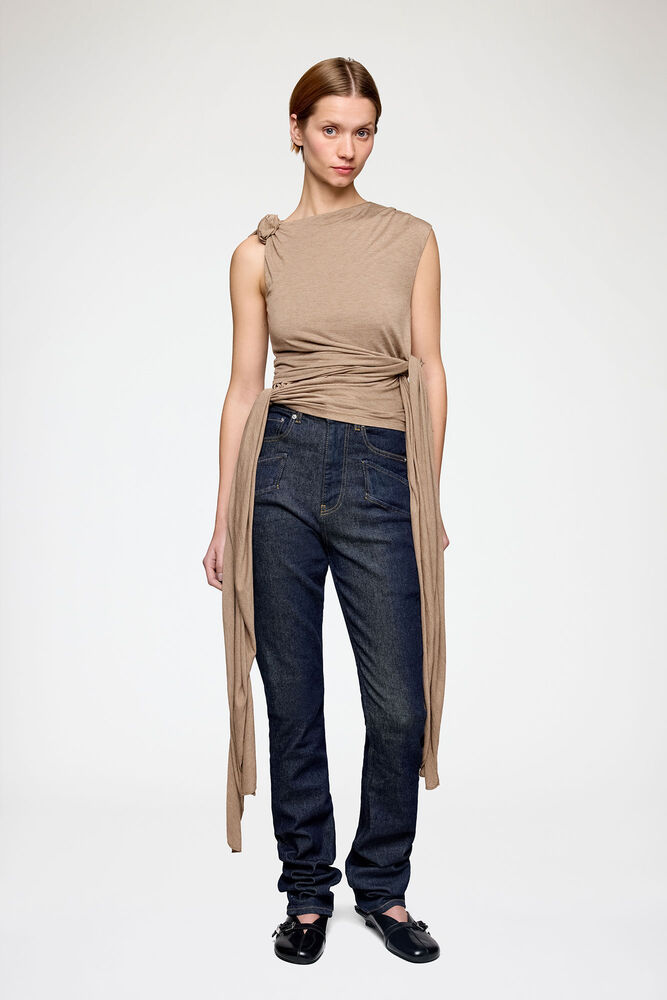 Top in Beige Jersey, Coca Mocha