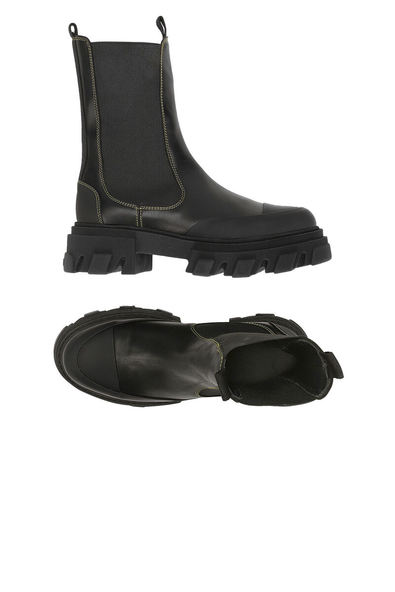 Mid Chelsea Boots, Leather, in colour Black - 2 - GANNI
