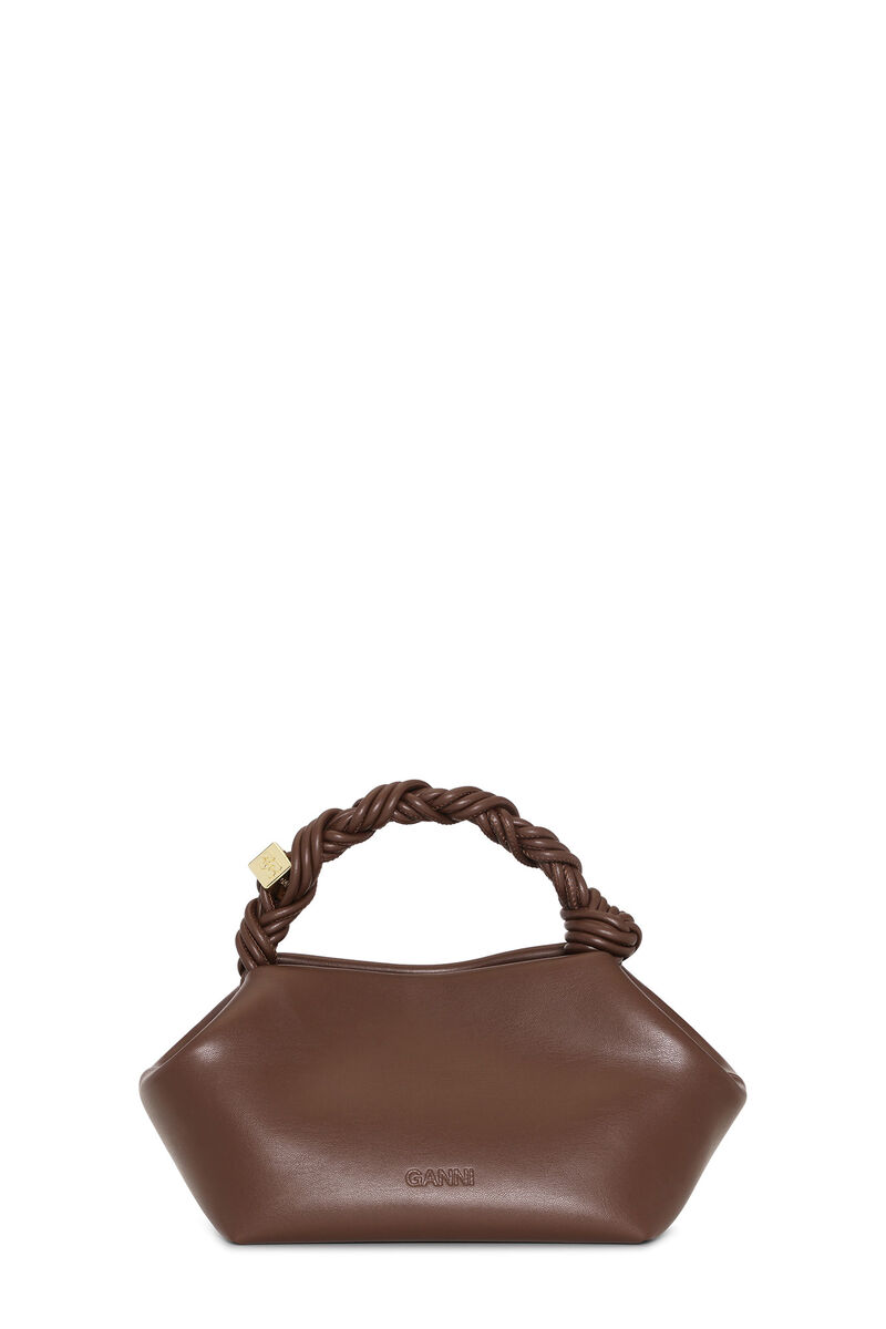 Brown Small GANNI Bou Bag, Polyester, in colour Chocolate Fondant - 3 - GANNI