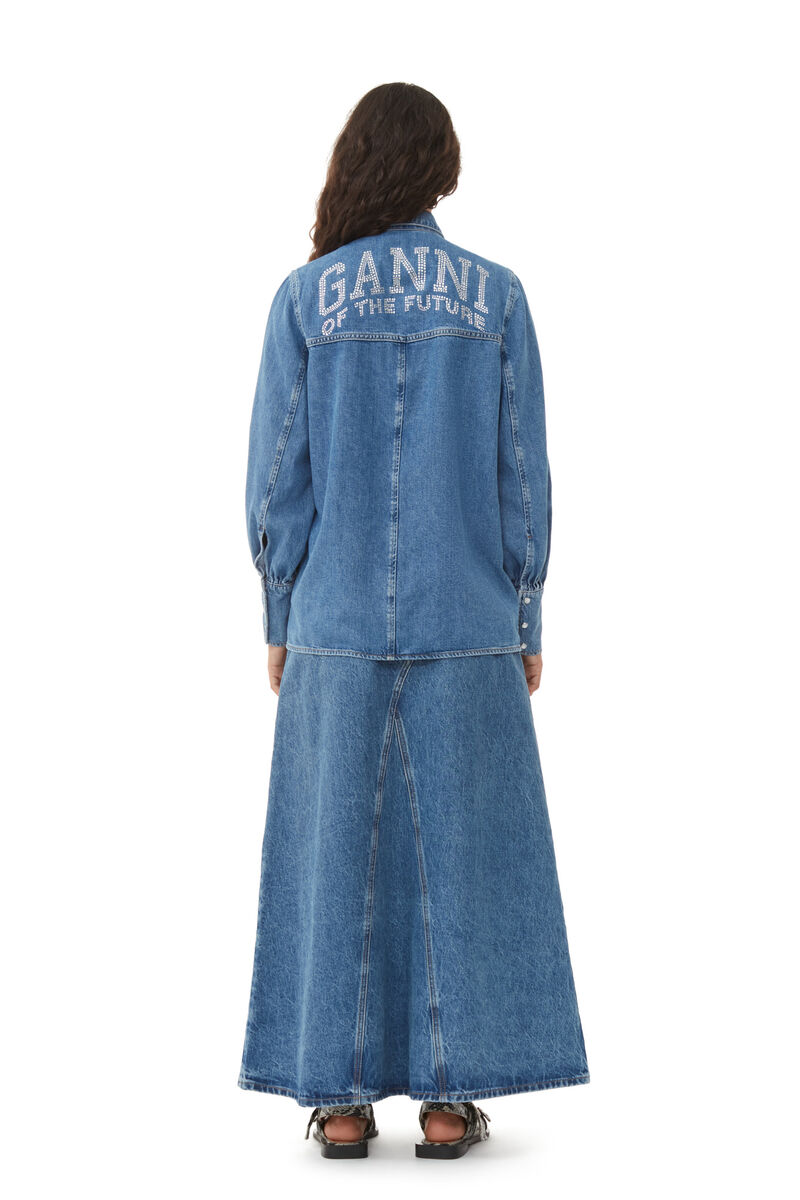 Future Denim Shirt, Organic Cotton, in colour Dark Blue Vintage - 1 - GANNI