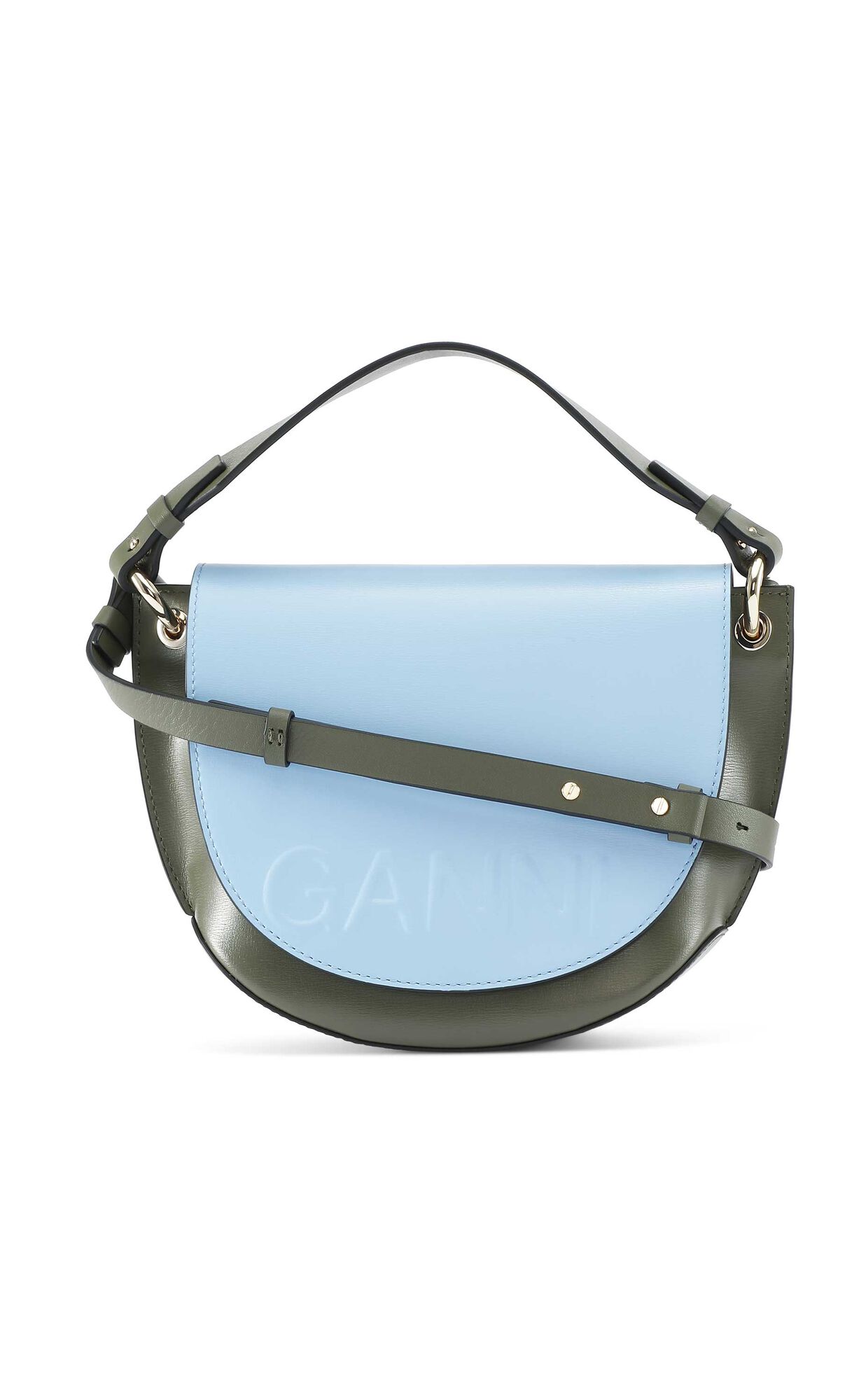 Banner Saddle Bag, Leather, in colour Placid Blue - 1 - GANNI