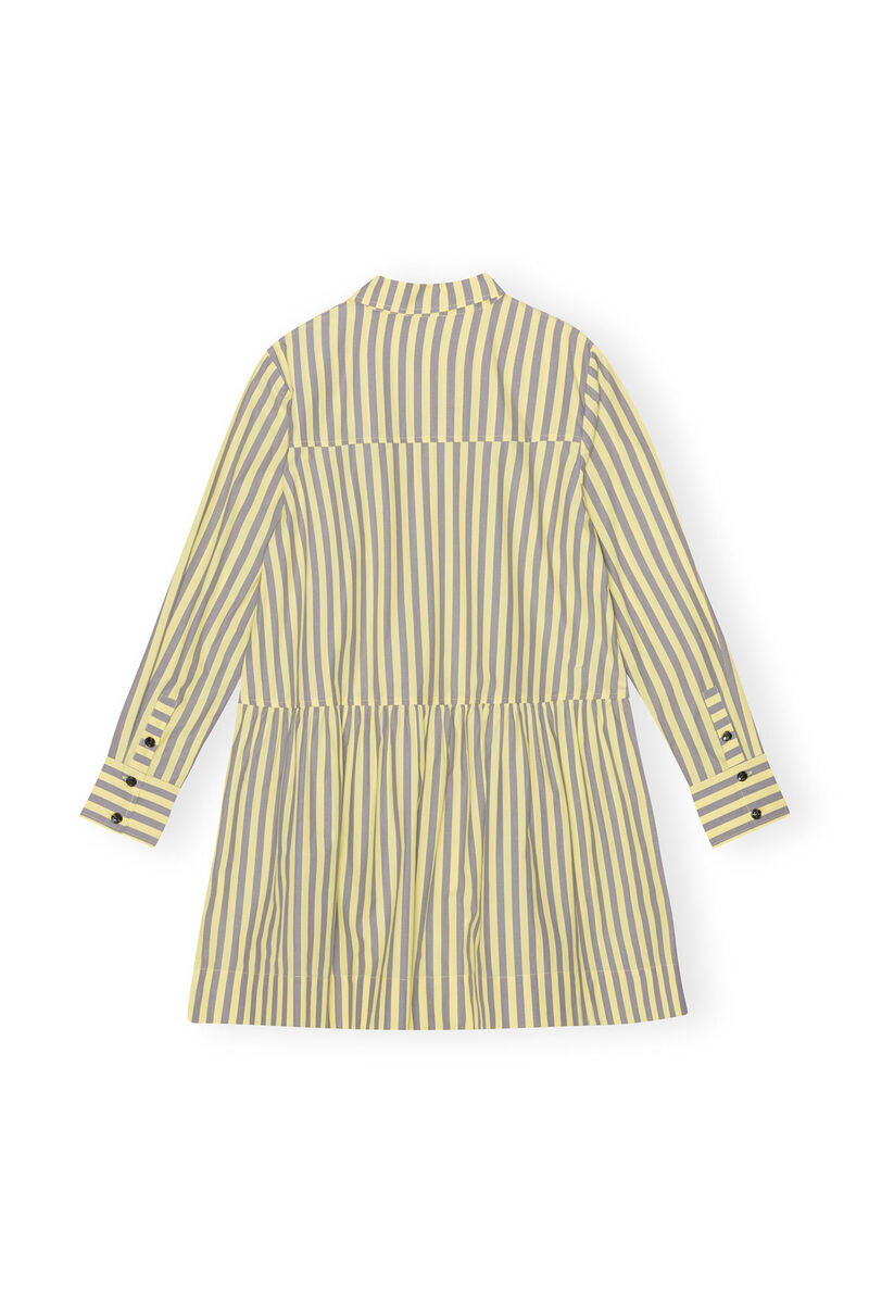 Striped Cotton Mini Shirt Dress, Cotton, in colour Frost Gray - 2 - GANNI