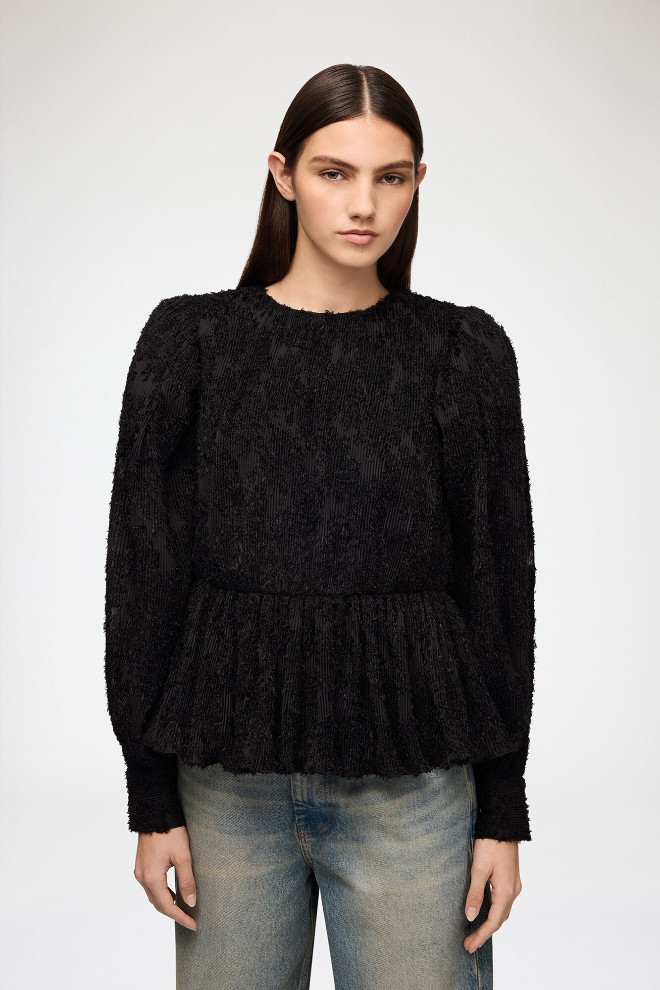 Ganni Donna Nero Blouse In Fil Coupe - Size 40 - Immagine 1