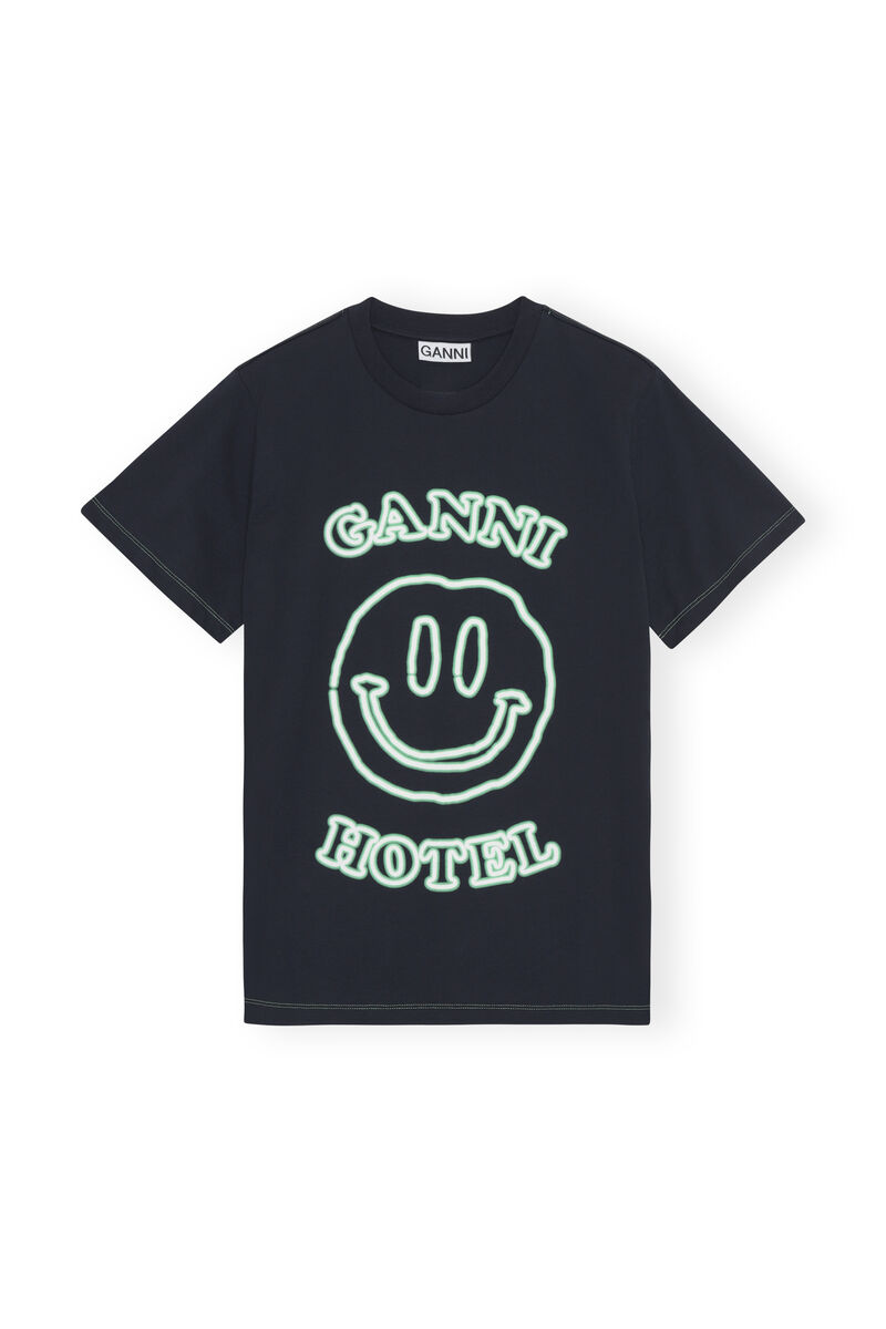 GANNI Hotel T-shirt, Cotton, in colour Sky Captain - 1 - GANNI