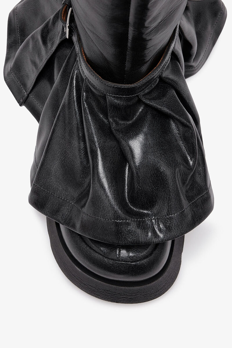 Kat High Boots in Dark Grey, Lyocell, in colour Ebony - 3 - GANNI