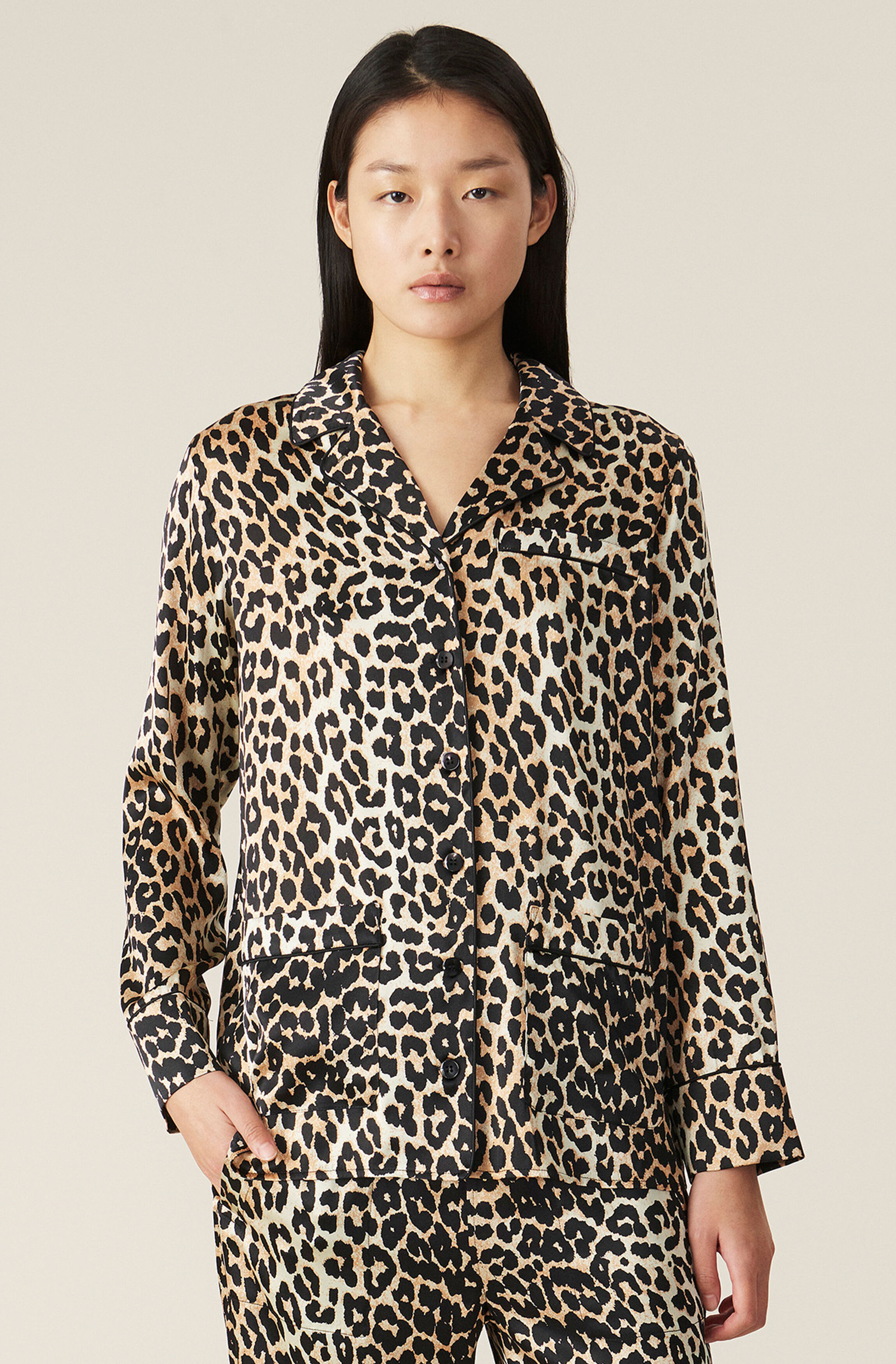 Ganni silk stretch satin blouse Outlet