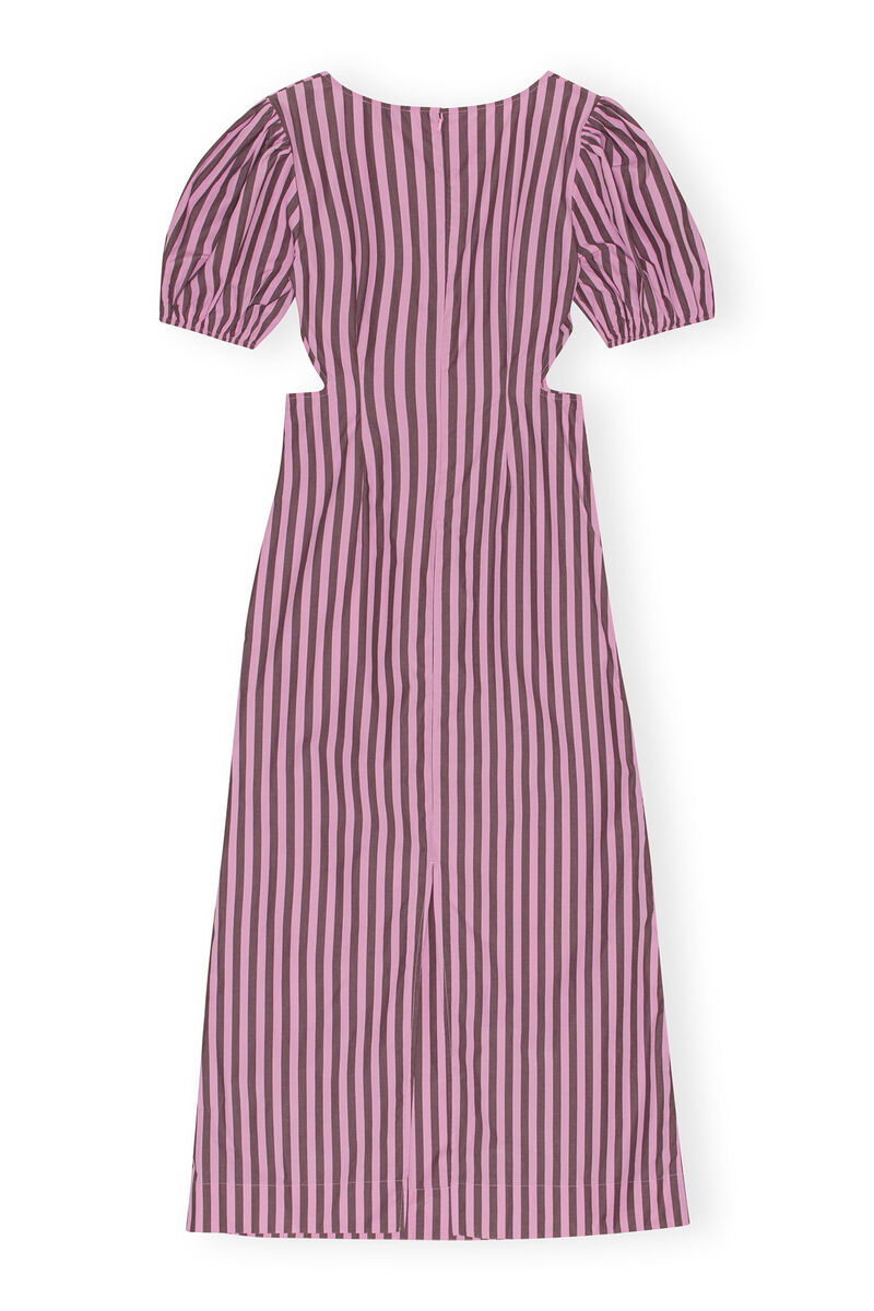 Striped Cotton Cutout Dress, Cotton, in colour Bonbon - 2 - GANNI