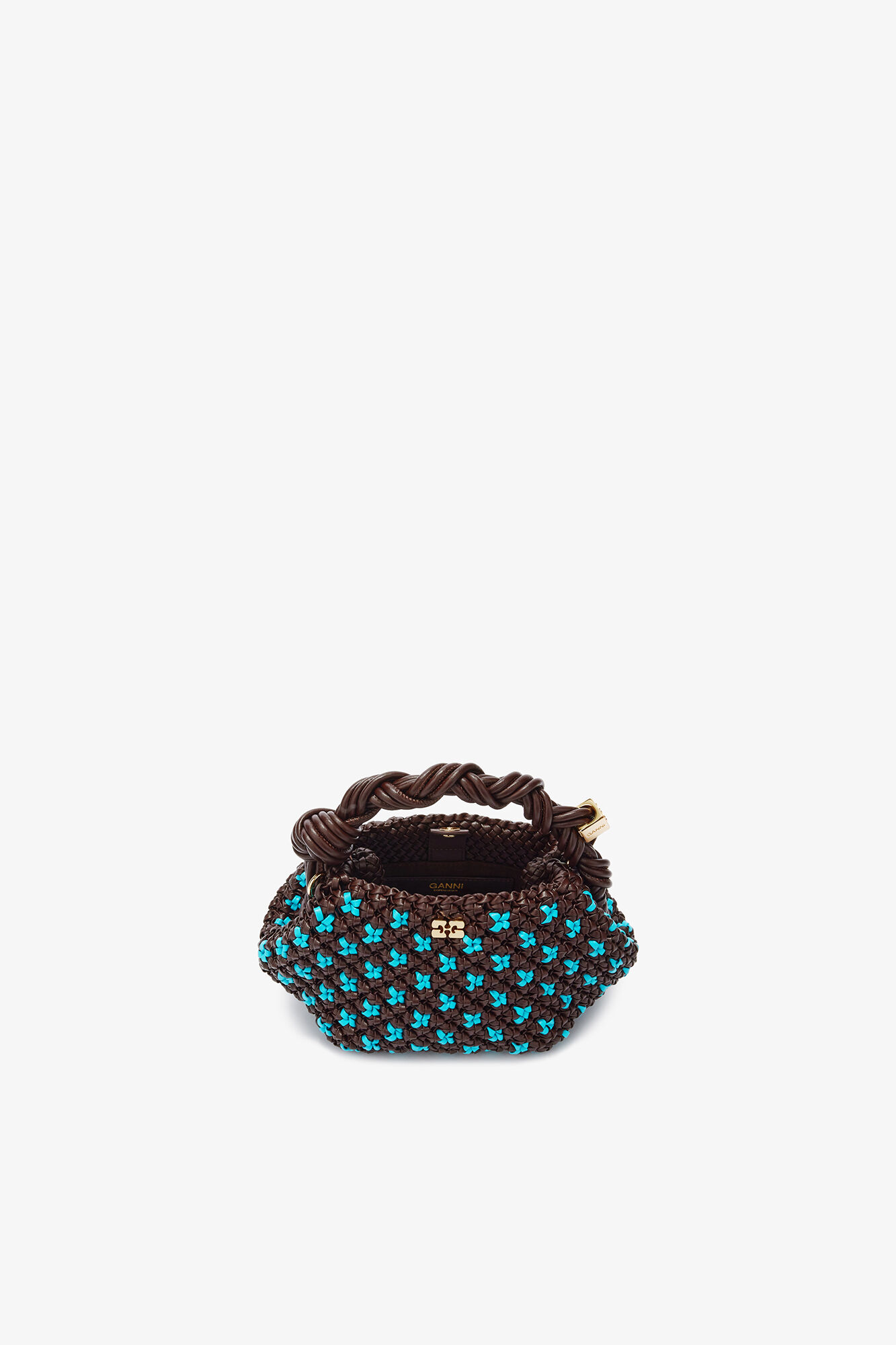 Chicory Coffee Mini Bou Bag in Braided Brown | GANNI US