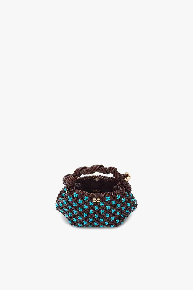 Mini Bou Bag in Braided Brown, Recycled Leather, in colour Chicory Coffee - 3 - GANNI
