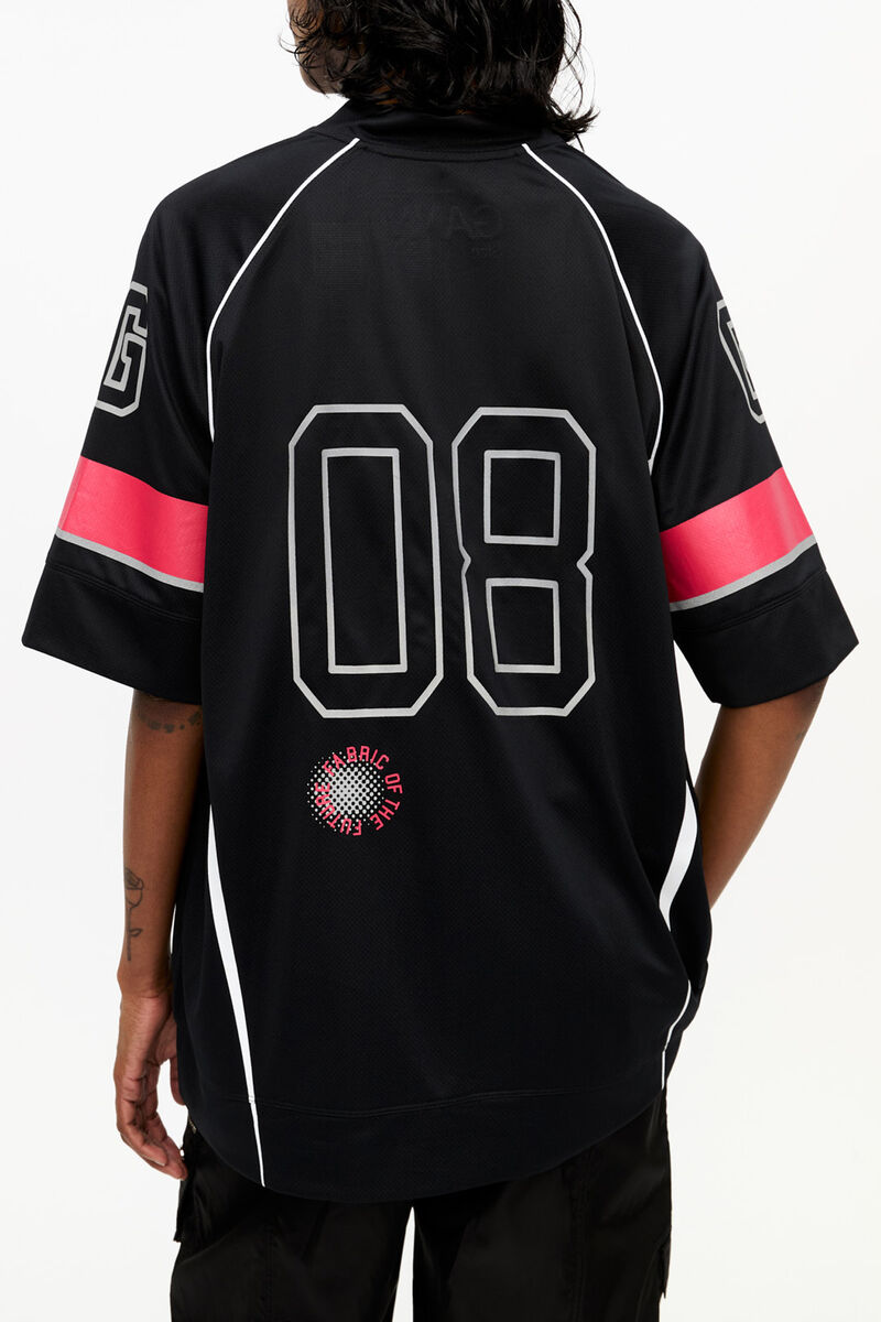 Black League Oversized T-shirt, Recycled Polyester, in colour Black - 4 - GANNI