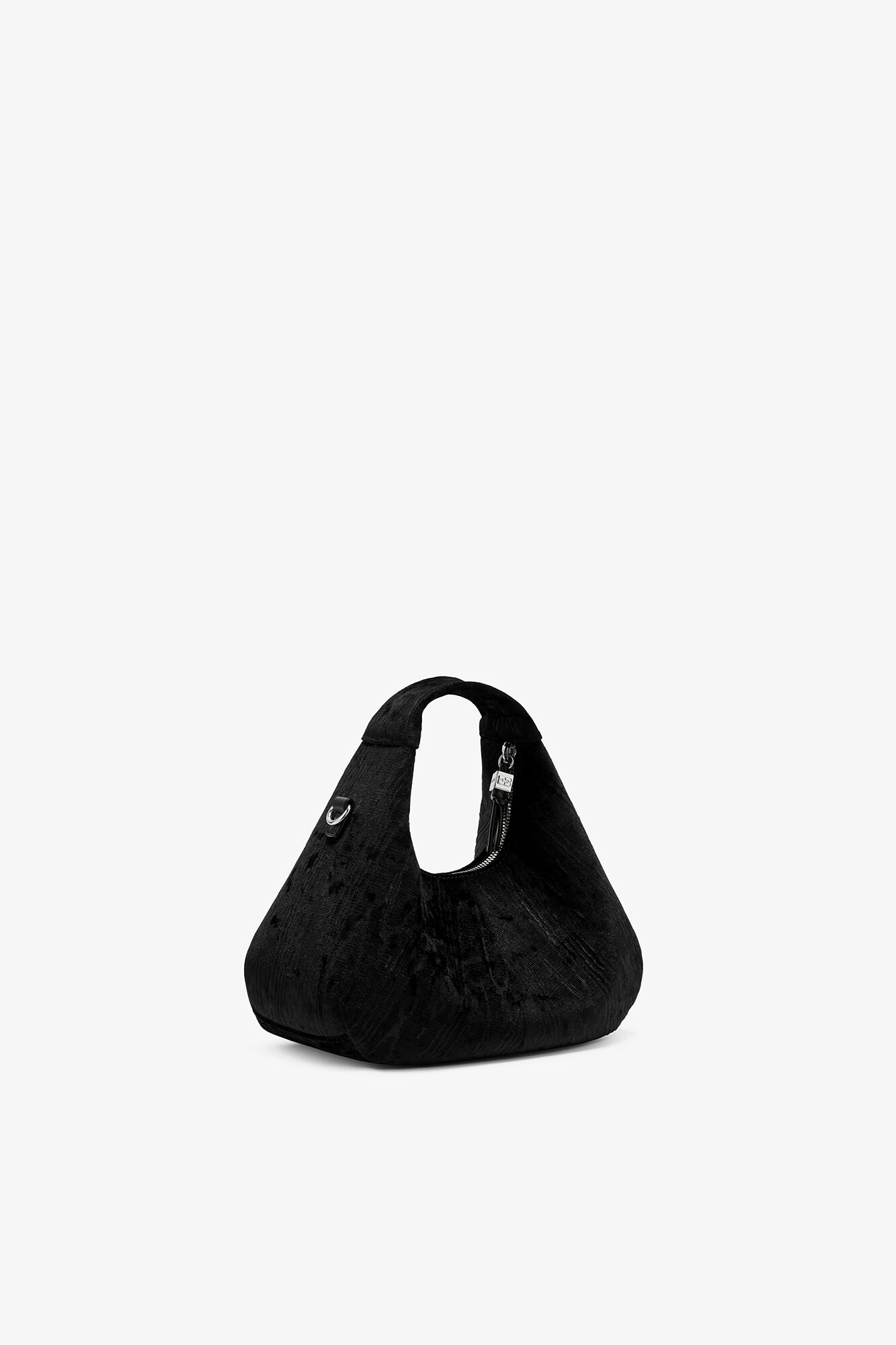 Velvet Moire Mini Hobo Bag, Recycled Polyester, in colour Black - 2 - GANNI