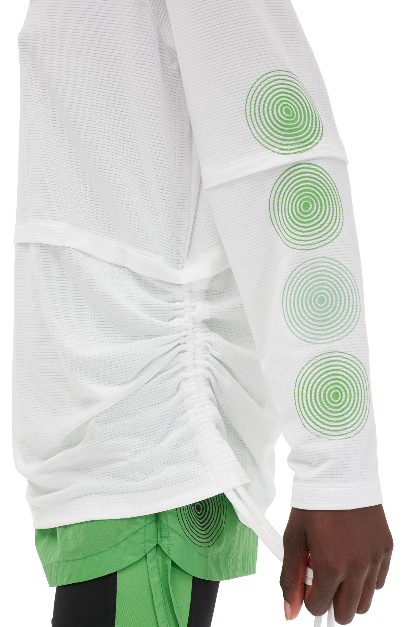 Active Mesh Layered Long Sleeve T-shirt, Elastane, in colour Bright White - 5 - GANNI