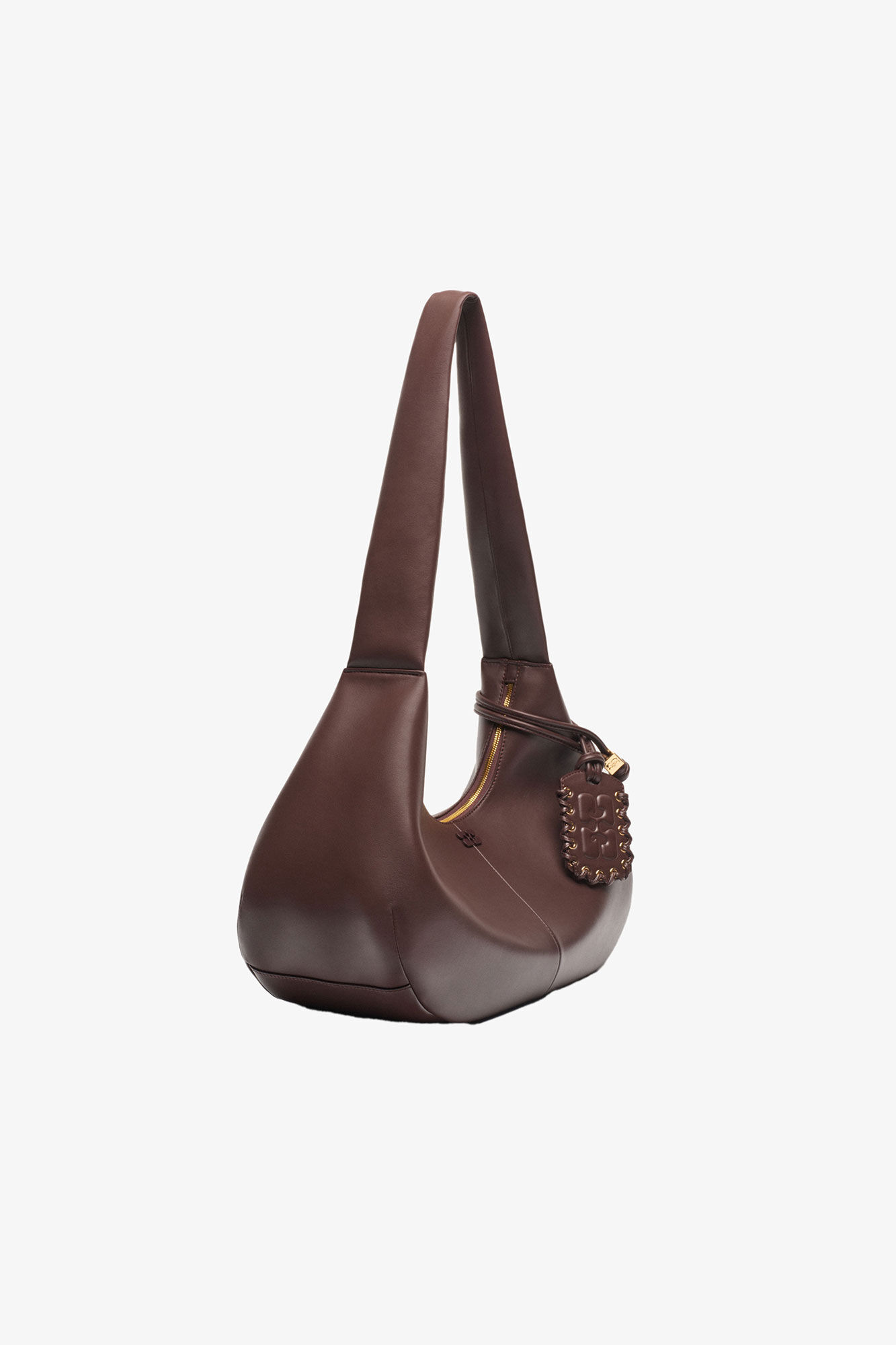 Brown Medium Hobo Bag, Polyester, in colour Chocolate Fondant - 2 - GANNI
