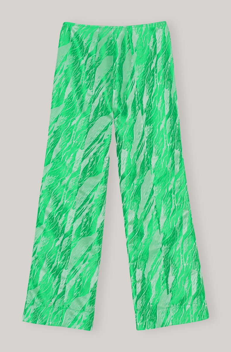 Jacquard Jacquard Cropped Pants, Polyester, in colour Island Green - 2 - GANNI