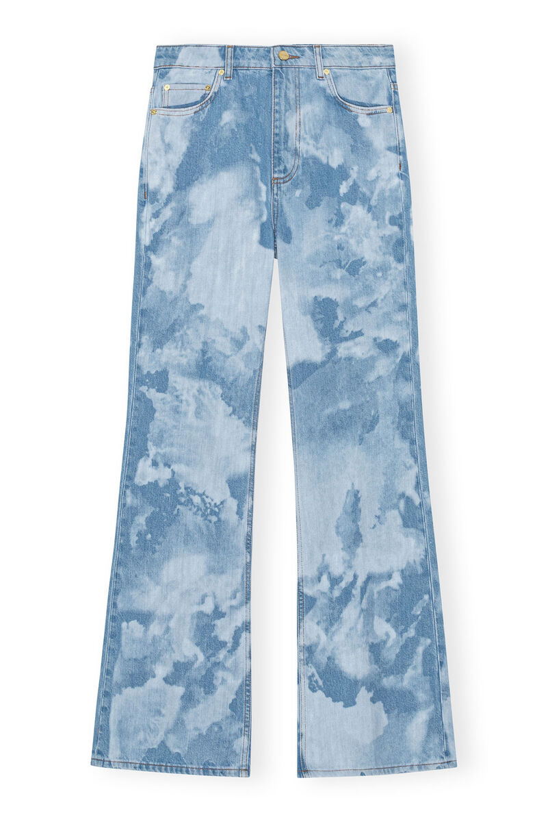 Blue Bleach Denim Flared-jeans, Cotton, in colour Light Blue Stone - 1 - GANNI