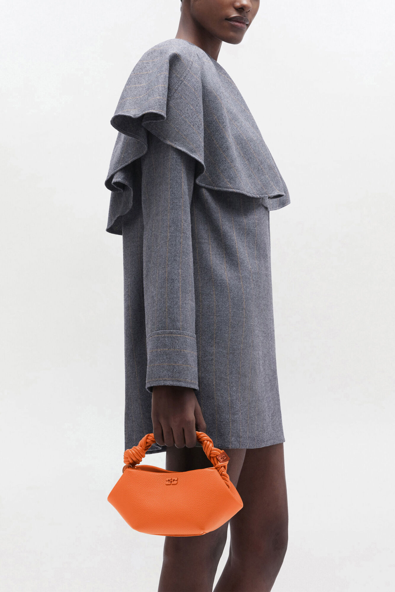 Orange Grained Mini Bou Bag, Recycled Polyester, in colour Russet Orange - 1 - GANNI