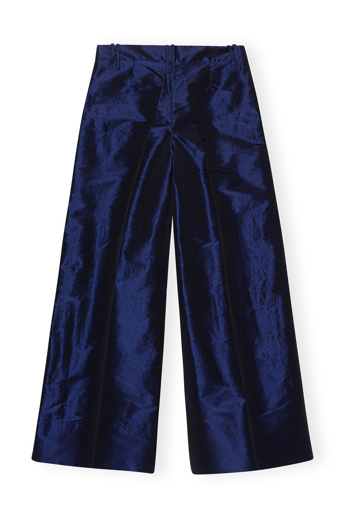 Blau glänzende, weite Taft-Hose mit hoher Taille, Polyester, in colour Sodalite Blue - 2 - GANNI