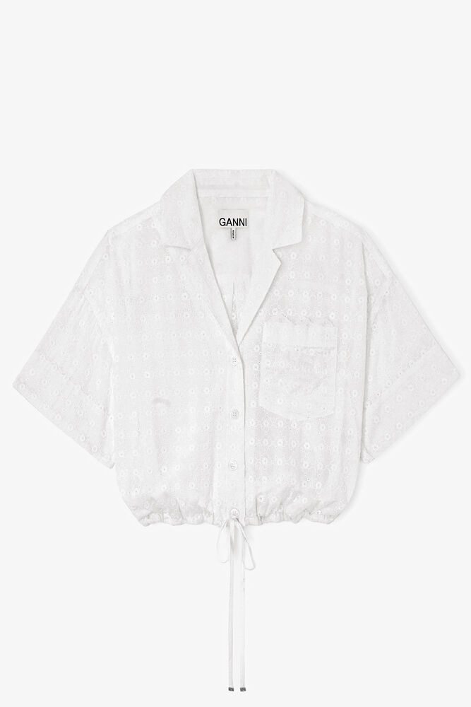 Shirt in White Broderie Anglaise, Bright White