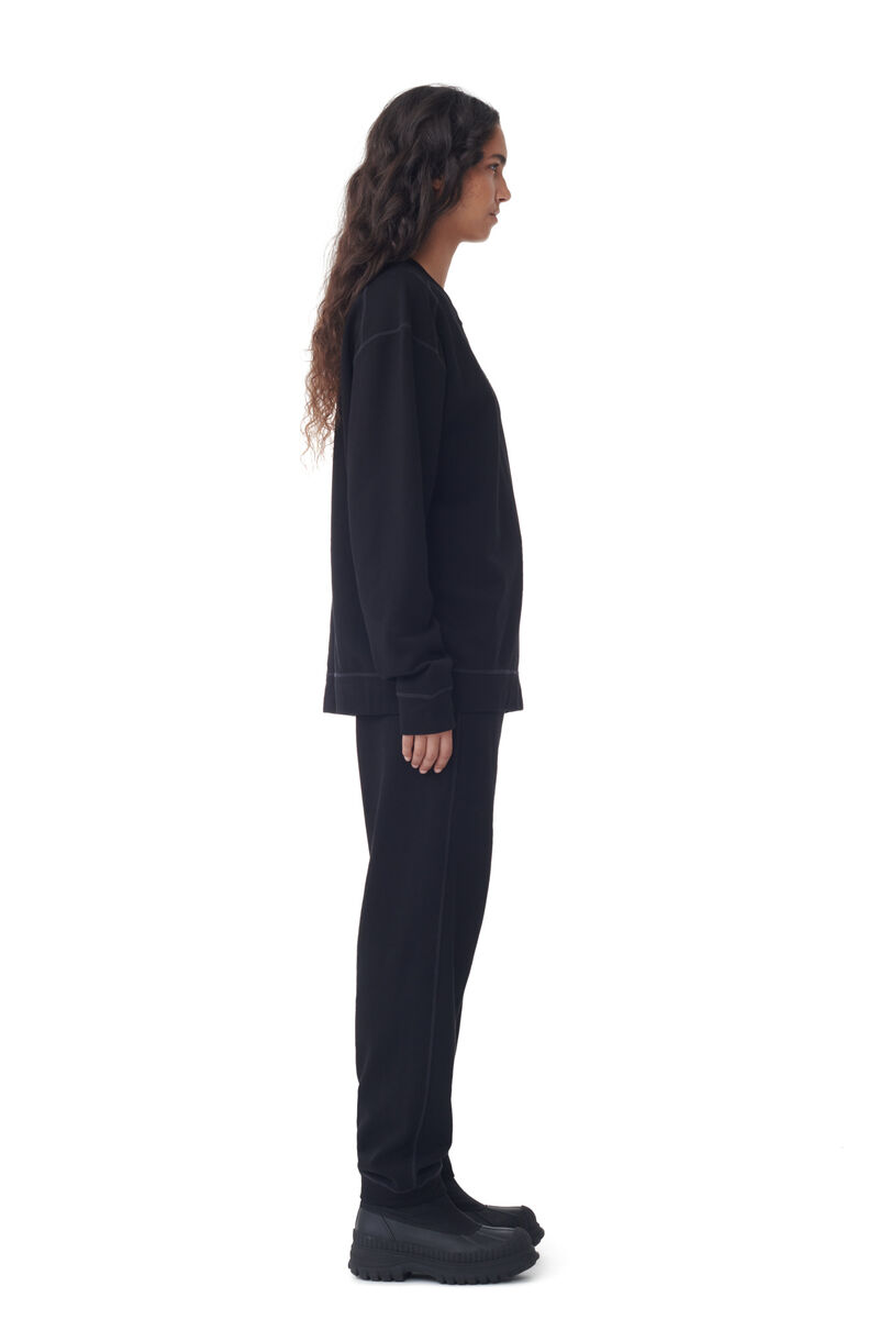 Black Isoli Drop Shoulder Sweatshirt, Cotton, in colour Black - 3 - GANNI