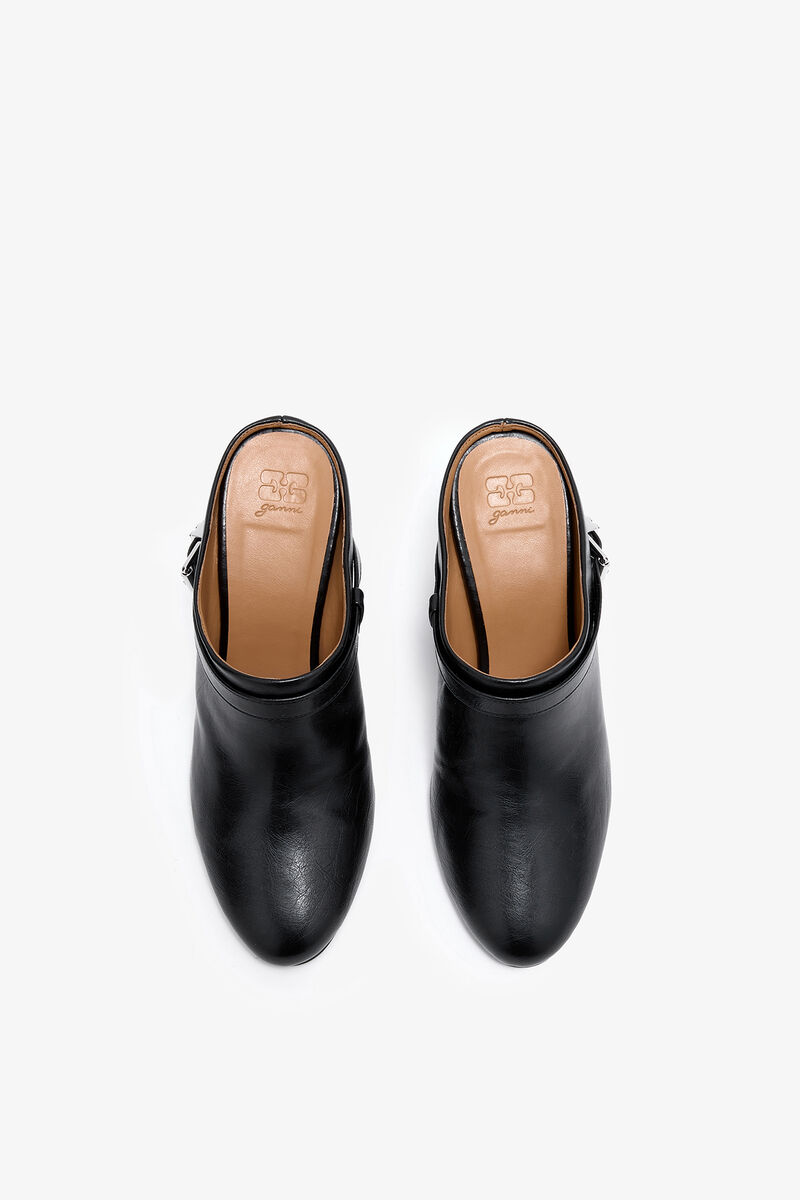 Schmale Kat-Pantoletten in Schwarz, Polyurethane, in colour Black - 3 - GANNI