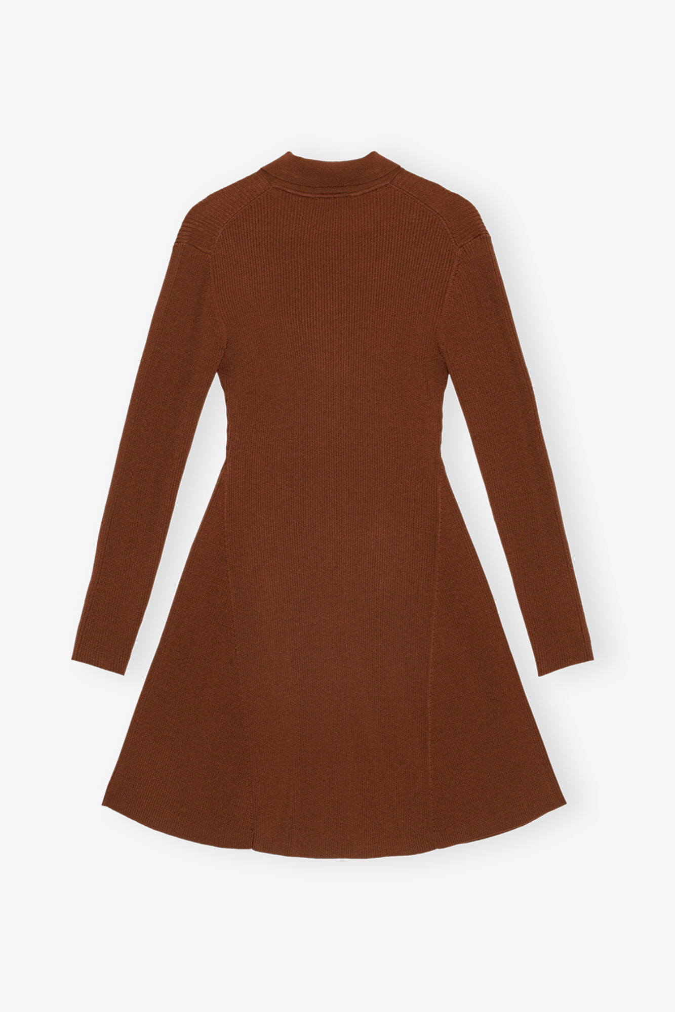 Brown Future Viscose Rib Mini Dress, Elastane, in colour Madder Brown - 2 - GANNI