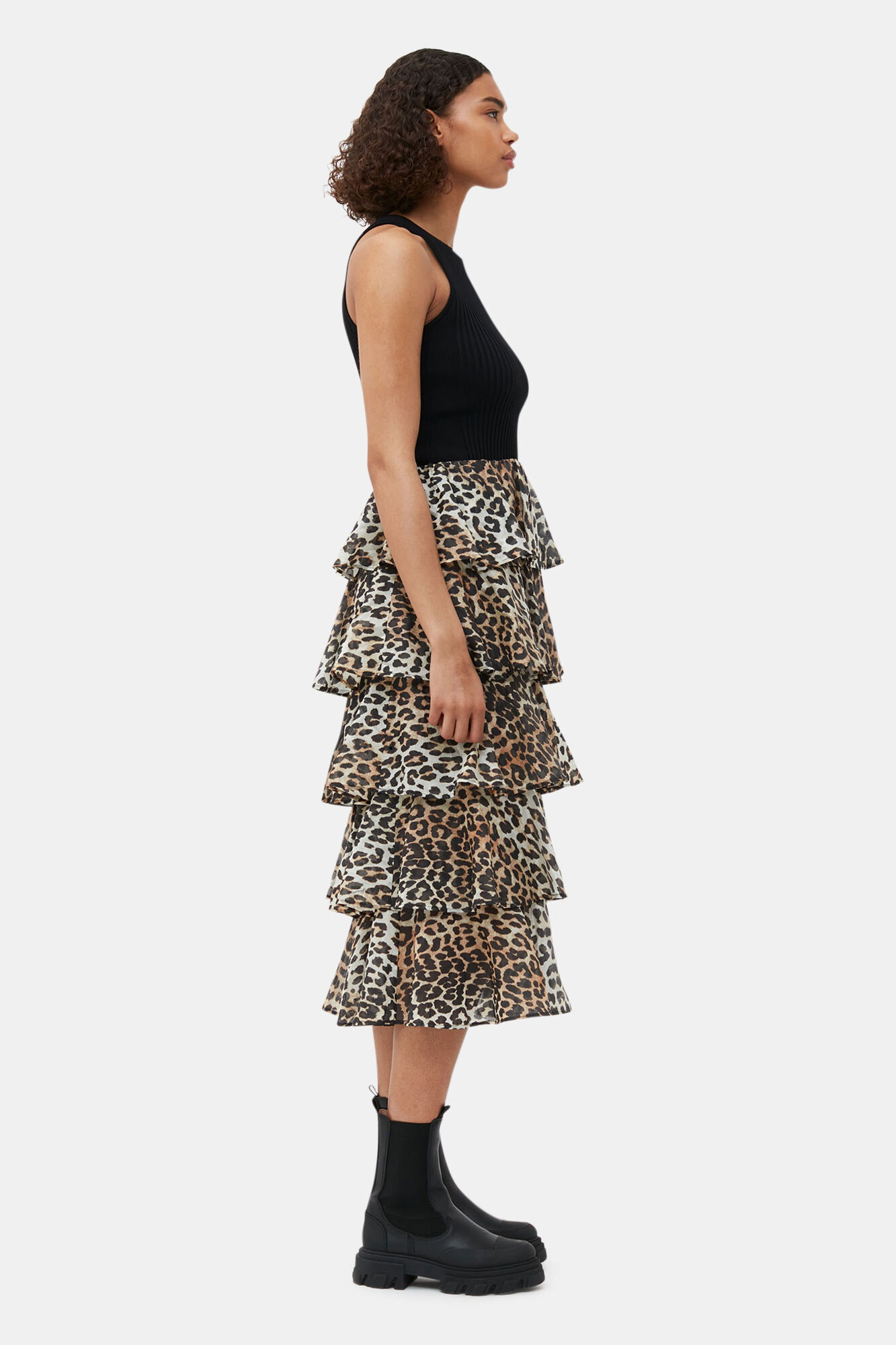 Sheer Voile Maxi Flounce Skirt, Lyocell, in colour Almond Milk - 2 - GANNI
