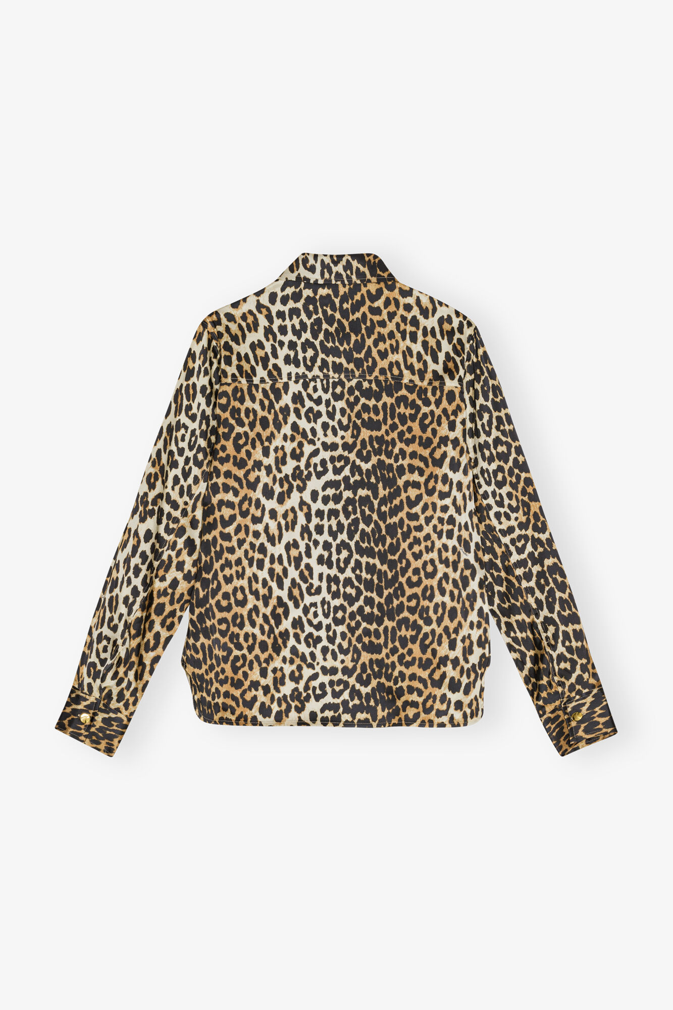 Leopard Print Satin Shirt, Spandex, in colour Leopard - 2 - GANNI