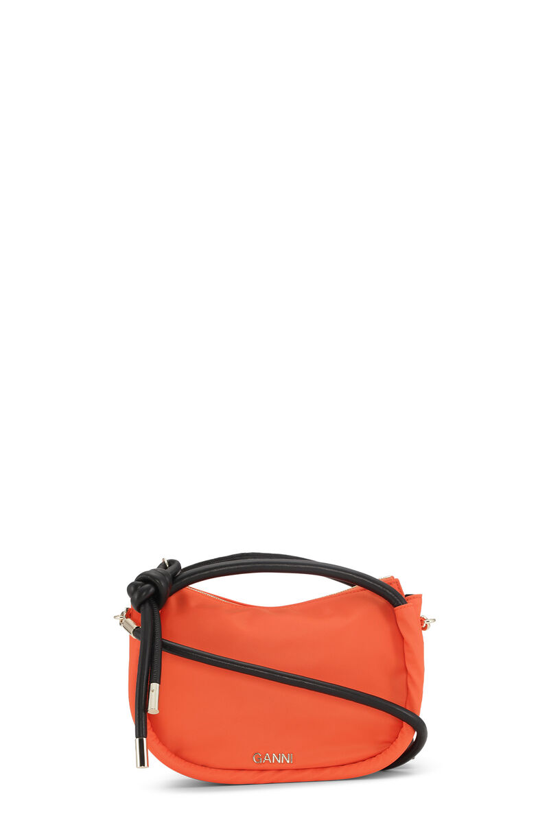 Knot Mini Bag, Nylon, in colour Orangeade - 1 - GANNI