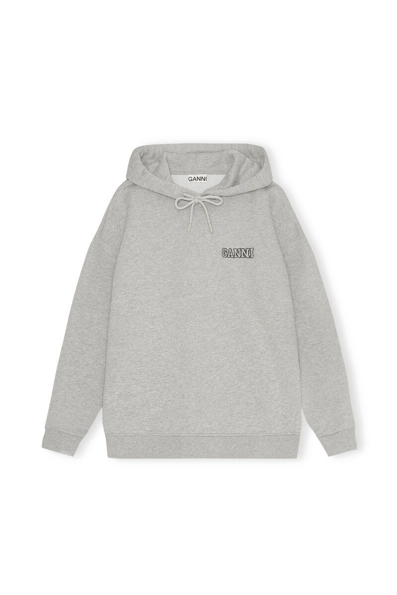 Sweat-shirt à capuche oversize, Cotton, in colour Paloma Melange - 1 - GANNI