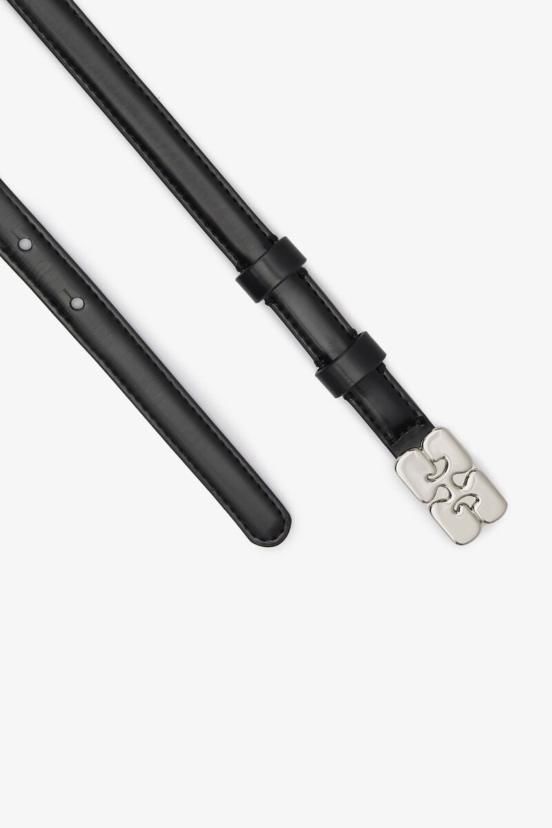 Black Patent Slim GANNI Bou Belt, Polyurethane, in colour Black - 2 - GANNI