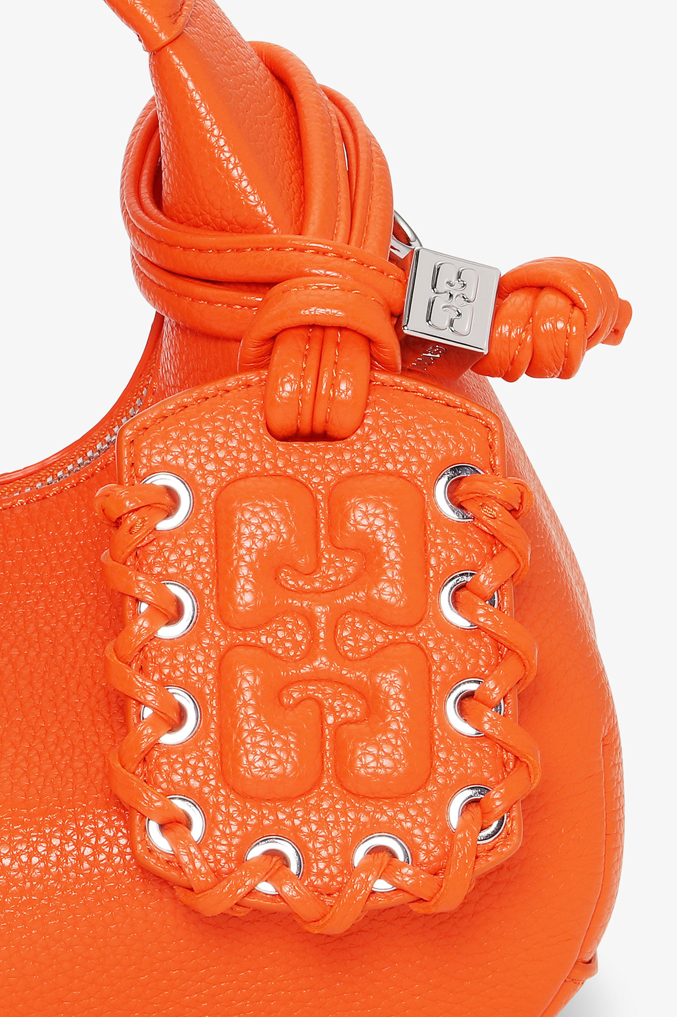 Orange Mini Hobo Bag, Polyurethane, in colour Russet Orange - 4 - GANNI