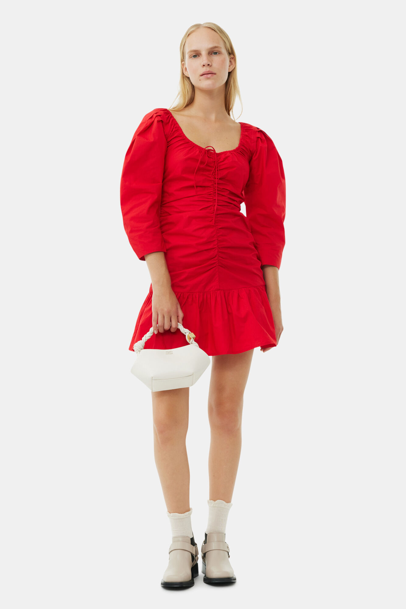 Hvid mini GANNI Bou taske, Polyester, in colour Egret - 1 - GANNI