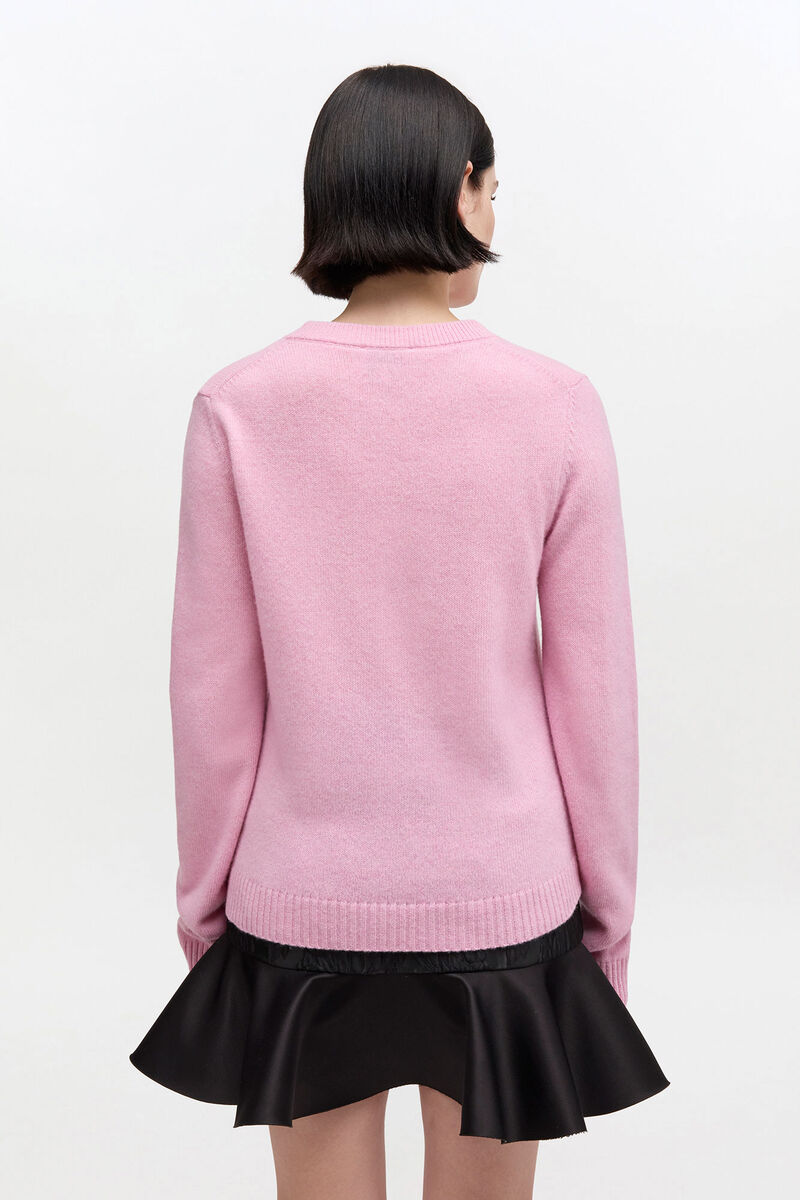 Pull en laine graphique, in colour Chalk Pink - 3 - GANNI