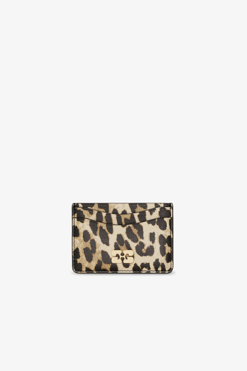 Leopard Printed Bou Card Holder, Recycled Leather, in colour Leopard - 1 - GANNI