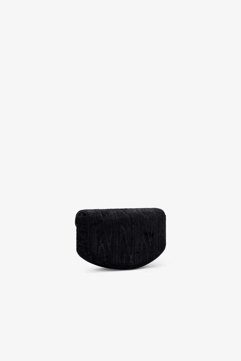 Lulu Wallet On Chain in Velvet Moire, in colour Black - 2 - GANNI