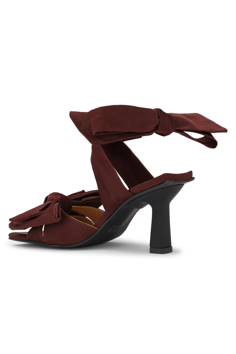 Soft Bow Sandals, Recycled Polyester, in colour Burgundy - 2 - GANNI