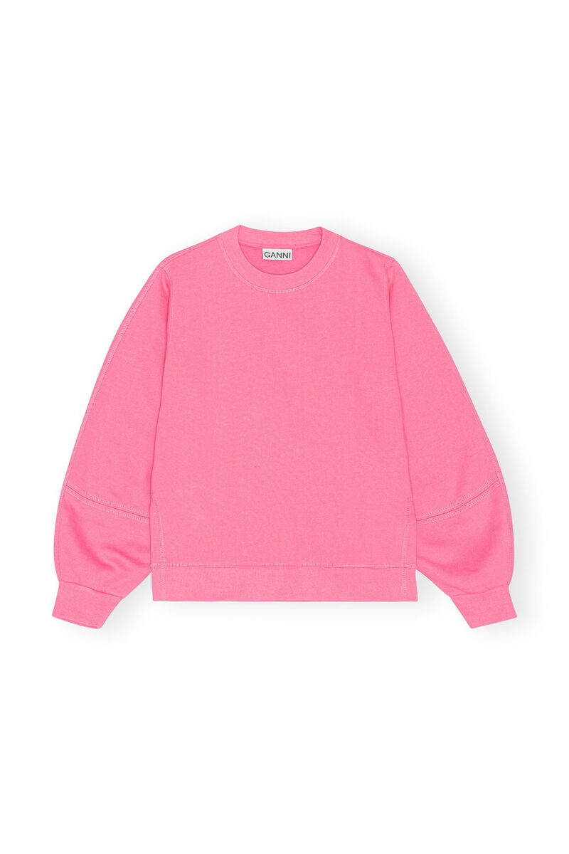 Sweatshirt med puffärmar, Organic Cotton, in colour Sugar Plum - 1 - GANNI