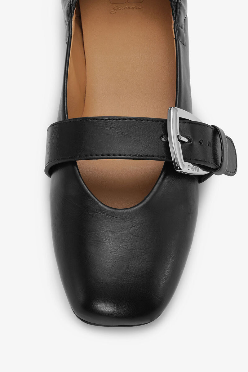 Buckle Strap Ballerinas in Black, Oleatex&trade;, in colour Black - 4 - GANNI