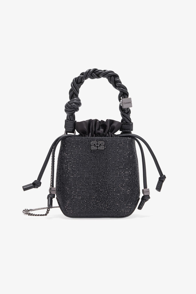 Black Mini GANNI Bou Bucket Bag, Black
