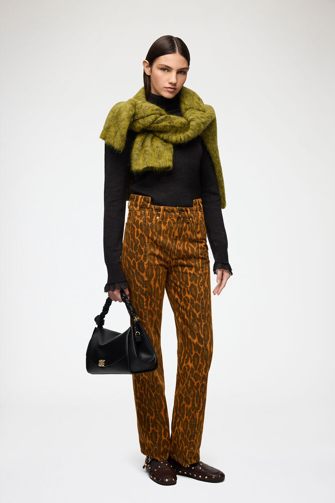 Fold Jeans in Leopard Denim, Autumn Maple