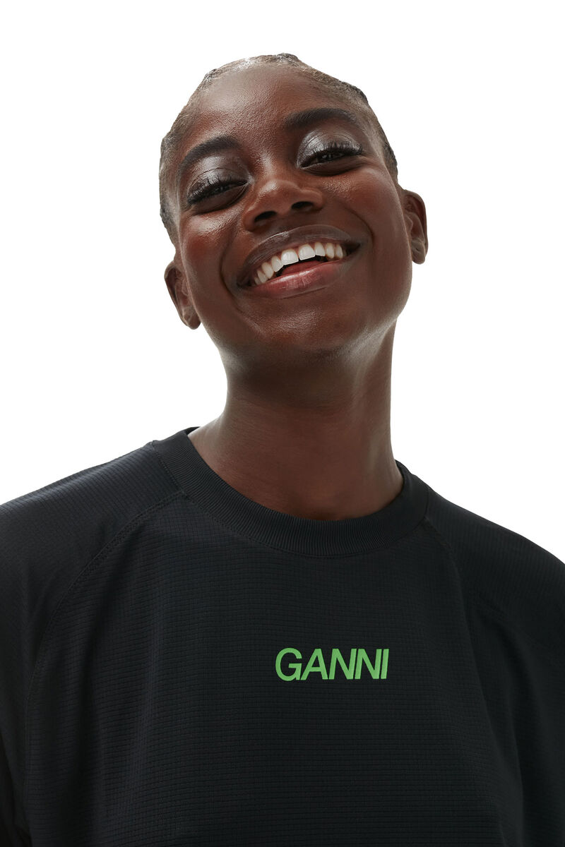 Active Mesh T-shirt, Elastane, in colour Black - 4 - GANNI