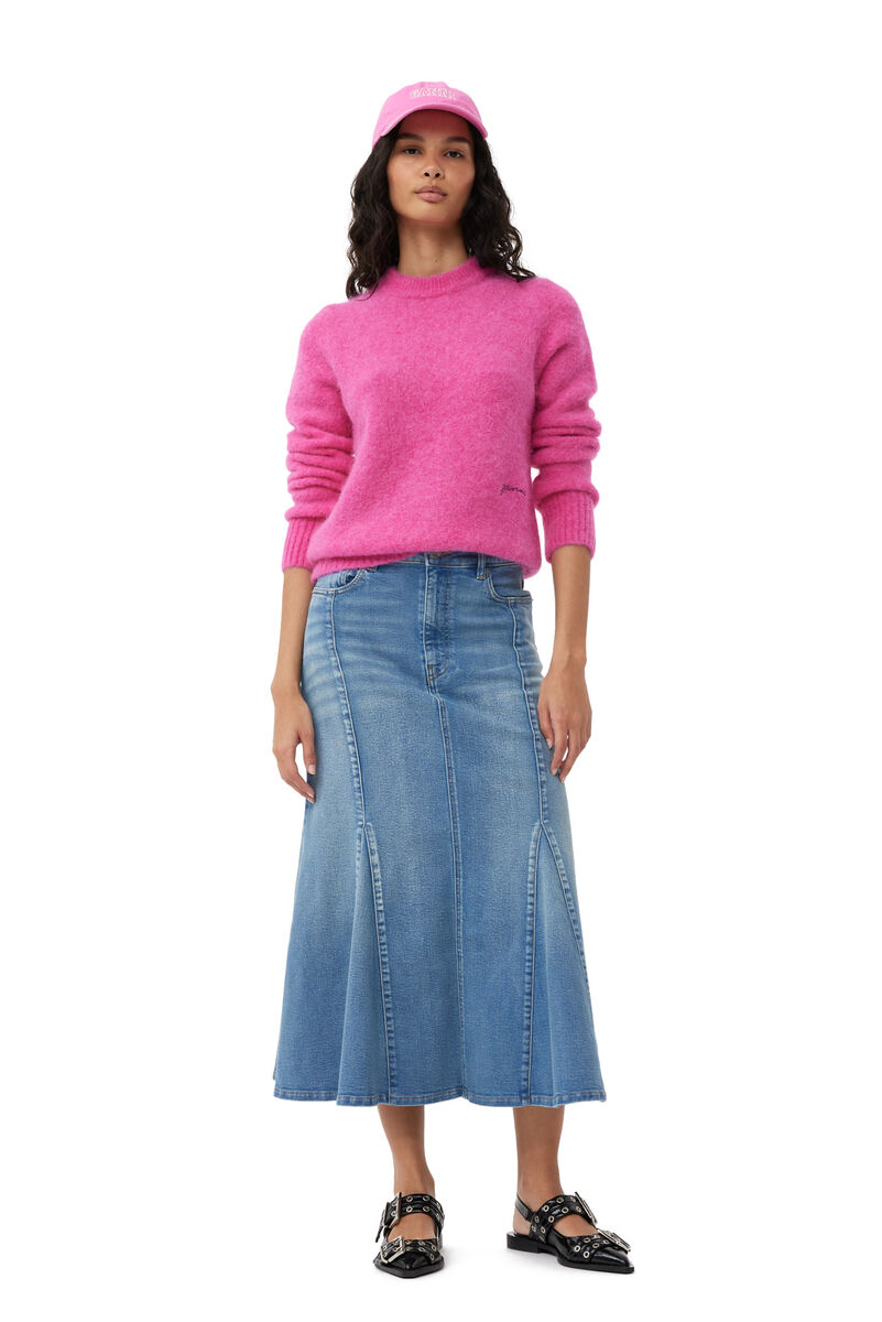 Tint Denim Peplum Skirt, Elastane, in colour Tint Wash - 1 - GANNI
