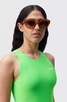 Biodegradable Acetate Chunky Round Sunglasses, Biodegradable Acetate, in colour Brandy Brown - 3 - GANNI