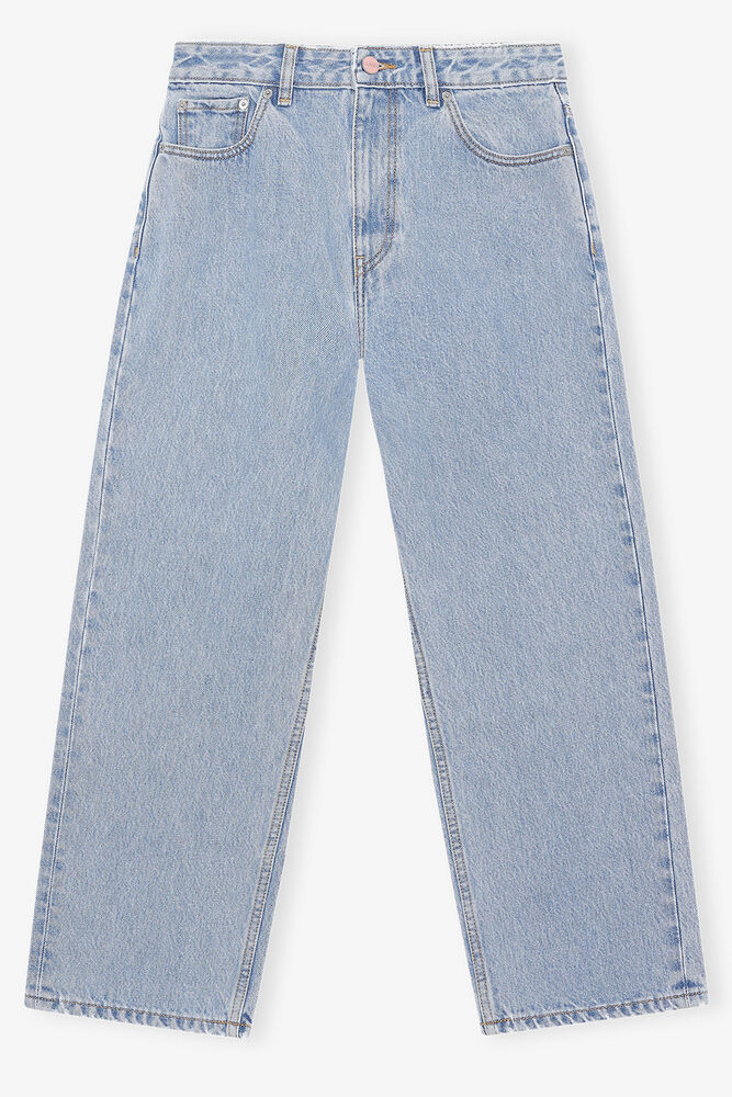 Misy Cropped Jeans in Rigid Denim, Light Blue Stone