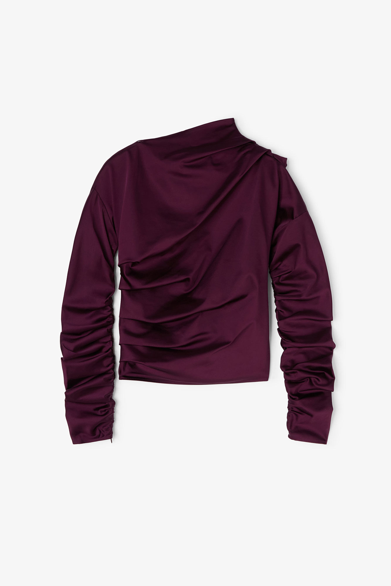 Mauve Ruched Top, Acetate, in colour Mauve Wine - 1 - GANNI