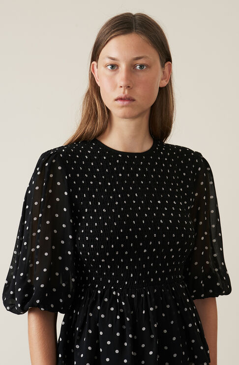 Merton Georgette Blouse, Black, hi-res
